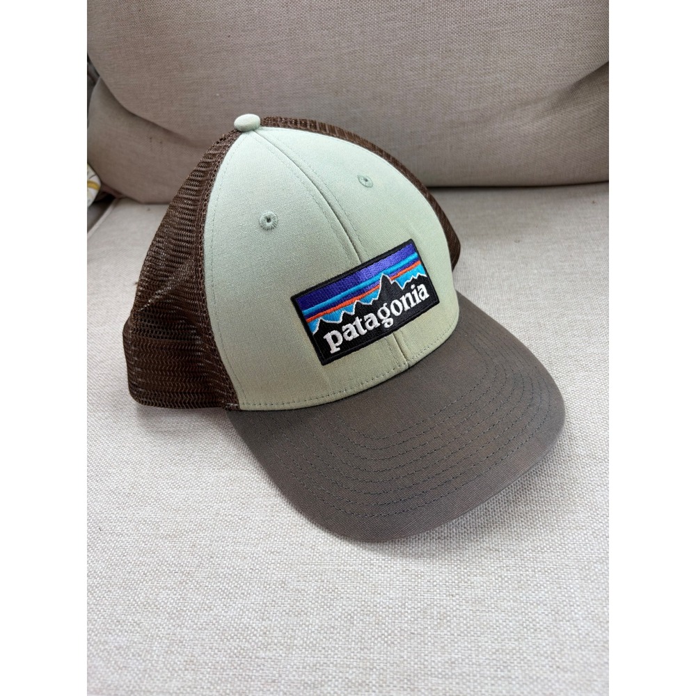 Patagonia Trucker Hat Mens OSFA Green Brown Excellent Worn Wear Mesh Snapback
